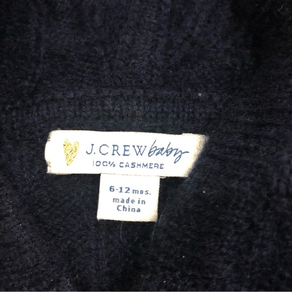 J Crew Baby Cashmere Navy Cable Knit Bear Romper - Picture 3 of 5